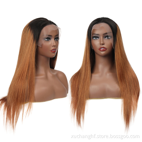 Ombre T1B/30 Wig Straight Hair Glueless Full Lace Wigs 30"Brazilian Human Hair Wigs For Black Women